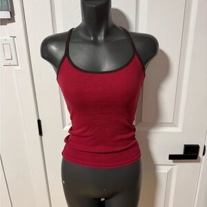 Women’s Ribbed Red Tank Top with Contrast Trim